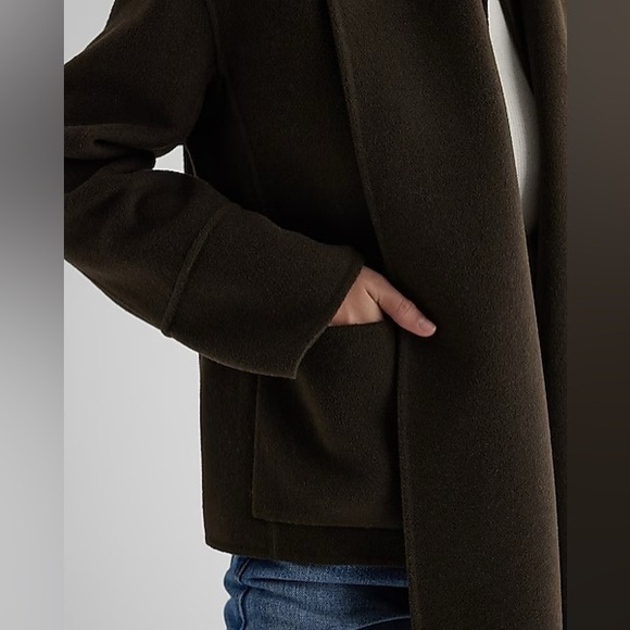 Express Wool-Blend Scarf Collar Coat in Espresso - Picture 3 of 9